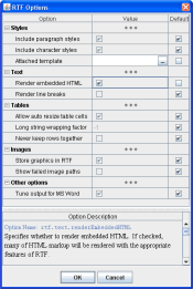 RTF Option Inspector