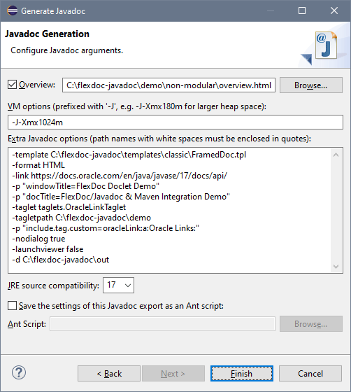 Running FlexDoc Doclet from Eclipse